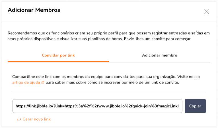 Adicionar membros por um link direto na web